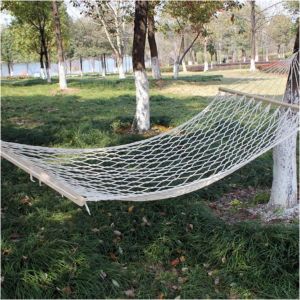 CHECARZHN--NO1-Hamac En Corde, Hamac En Maille Portable De Jardin Extérieur Hamacs En Corde De Coton Tissé Avec Barre D'Écartement En Bois Décoration De Balançoire Suspendue Pour Voyage, - Neuf