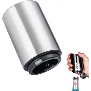 Décapsuleur Magnétique Automatique En Acier Inoxydable ¿ Décapsuleur À Bouton-Poussoir Pour Vin, Bière, Soda ¿ Accessoire De Cuisine (Acier Inoxydable) - Neuf