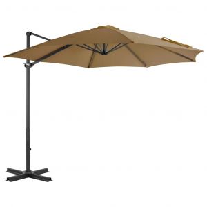 Prolenta Premium - Parasol De Jardin En Porte-&Agrave;-Faux Et Poteau En Aluminium Taupe - Neuf