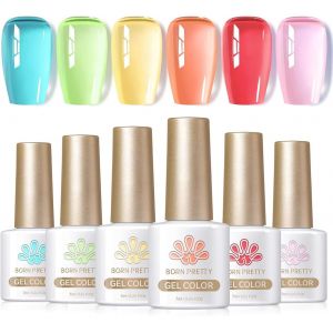 Vernis Gel Semi Permanent Transparent 6 Couleurs 7ml Pastel Néon Jelly Transparent Bleu Vert Jaune Rouge Rose Gel Vernis À Ongles Nail Art Uv Led Cristal Soak Off Uv Led - Neuf