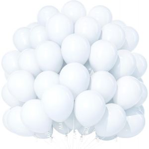 White Matte Balloons 100 Pieces 12 Inch Latex Balloons For Party, Birthday, Wedding, Engagement, Graduation, Baby Shower - Decorations For Girls And Women - Neuf