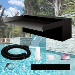 MEVRONISSHOP-Cascade déversoir de Jardin Kit Fontaine de Piscine en Acier Inoxydable, Design Élégant pour Cour, Bassin Extérieur Noire Vue sur l'eau de terrasse décor - 30x20x10cm (Pas de lumière) - Neuf
