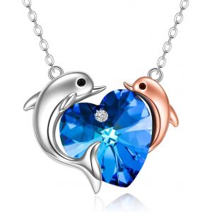 Collier Avec Pendentif En Forme De Coeur De Dauphin En Argent Sterling 925 - Bijou Oc&eacute;an - Cadeau Pour Femmes Et Filles,Argent Sterling,Dauphin - Neuf
