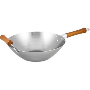 KALANKA-Wok Traditionnel Acier au Carbone, 32cm, Excellence, Poele Wok Induction/Compatible Avec Les Ustensiles en M&eacute;tal, Ne Passe Pas au Lave-Vaisselle, Garantie de 10 ans - Neuf
