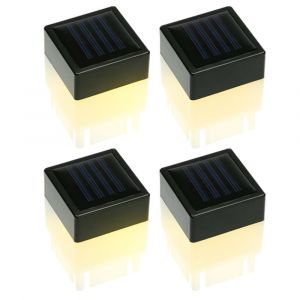 Lot De 4 Lampes Solaires Led Pour Poteaux De Cl&ocirc;ture, &Eacute;clairage Ext&eacute;rieur De Jardin Et De Cour. - Neuf