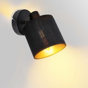 KAL-Plafonnier Industriel 1 Spot, Vintage Applique Murale Spot De Plafond Pivotants & Orientables Avec Douille E14, Luminaire Intérieure Pour Cuisine Couloir Chambre Coucher, Sans Ampoules, Noir/Or - Neuf