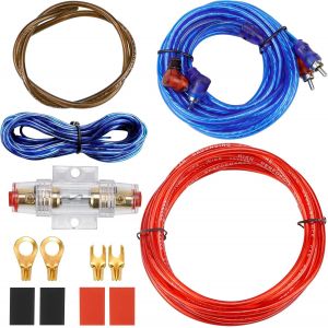 Kit de Câblage Amplificateur de Voiture 10GA Câble Alimentation Ampli Voiture Amplificateur Haut Parleur Voiture 1500W avec Porte Fusible Voiture pour La Plupart des Voitures - Neuf