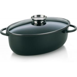 Jexnovashop-Cocotte 8 Litres, Induction Cocotte Ovale Kerros, Couvercle Avec Bouton De R&eacute;glage De L'ar&ocirc;me, Fonte D'aluminium Rev&ecirc;tue, Convient Pour Le Four - Neuf