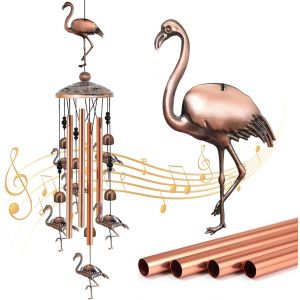 Carillon &Eacute;olien Pour L'ext&eacute;rieur-Cadeau Pour Femme-D&eacute;coration De Jardin-Cadeau D'anniversaire Pour Maman,Grand-M&egrave;re,Amie,Flamant Rose,D&eacute;coration De Cour Ext&eacute;rieure - Neuf