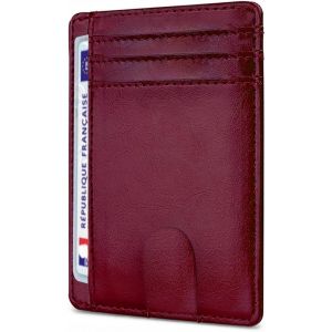 CAUC-Porte Carte identit&eacute; fran&ccedil;aise, Portefeuille Carte bancaire Anti piratage, en Cuir | Blocage RFID | Anti fraude, Anti piratage | &Eacute;l&eacute;gant et Minimaliste (Fuchsia S) - Neuf