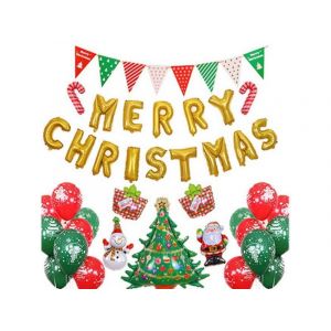 Ensemble de ballons dorés en aluminium « Joyeux Noël » pour décoration de fête - Neuf