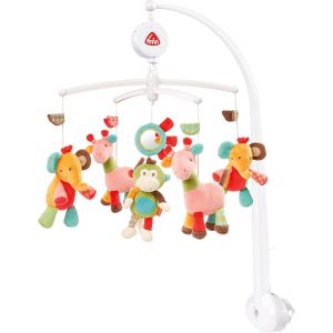 Safari 074291 Mobile Musical Safari Ronde À Carillon Avec Animaux De Safari Multicolores Pour Écouter Et S¿Étonner À Fixer Au Lit Pour Les Bébés De 0-5 Mois Hauteur : 65 Cm, Ø 40 Cm - Neuf