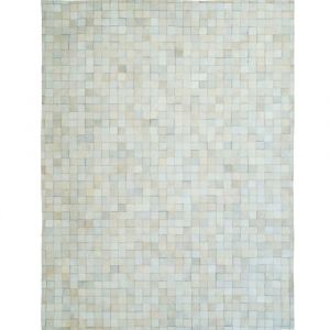 Tapis En Cuir Naturel Recycl&eacute; Mosa&iuml;que Blanc 160x230 - Neuf