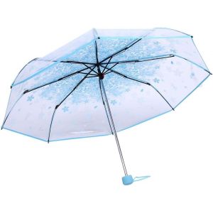 Pluie Parapluie,1 Pc Transparent Pliant Parapluie À La Mode Princesse Parapluie C-Herry B-Lossom Quatre Couleurs(Bleu) - Neuf