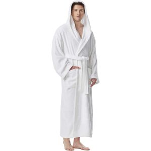 Peignoir De Bain Pour Hommes Avec Capuchon|Longueur Mollet Ou Cheville|Tissu Éponge 100% Coton (380 G/M²) Certifié Oeko-Tex - Neuf