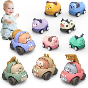 ERYI-Voiture Bebe 1 An, 10 Pièces Jouets Friction Véhicules Animaux Pull Back Voiture, Petite Voitures Enfant 1 2 3 Ans, Éducation Cadeau Bebe 1-3 Ans Garçons Filles - Neuf