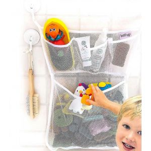 Organisateur De Jouets De Bain - Grand Filet De Baignoire &Agrave; S&eacute;chage Rapide 14x20 - &Eacute;norme Bac De Rangement Pour Jouets Pour B&eacute;b&eacute;s + 3 Poches &Agrave; Savon - Neuf