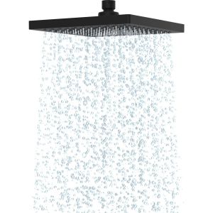 Tete de Douche Pluie (200 * 200mm), Pomme de Douche Fixe Anti Calcaire en Acier Inoxydable, Pomme de Douche Angle de Jet Orientable, Exp&eacute;rience de douche Somptueuse, Installation Facile,noir - Neuf