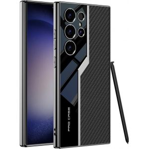 JGD-&eacute;tui pour Samsung Galaxy S24 Ultra, &eacute;lectrolytique S ic&ocirc;ne Cuir Couverture de t&eacute;l&eacute;phone Souple pour Samsung Galaxy S24 Ultra-Fibre de Carbone - Neuf
