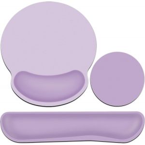Ensemble De Tapis De Souris, Tapis De Souris 3-En-1 Avec Coussin Gel + Repose-Poignet Clavier + Support De Tasse, Tapis De Souris Ergonomique Avec Mousse &Agrave; M&eacute;moire De Forme, Tapis De Souris - Neuf