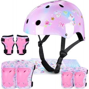 Subzonal-Casque Velo Enfant Casque Protection Trotinette Filles Et Gar&ccedil;ons Licorne Genouill&egrave;res Et Coudi&egrave;res R&eacute;glables &Eacute;quipement De Protection Pour Roller Scooter Skateboard Moto 3-8 Ans - Neuf