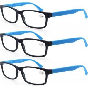 Lot De 3 Lunettes De Vue 3.5 (3 Blue) Hommes Femmes Lunettes De Lecture Comfort Vision Nette Branches A Ressort Lunettes Loupe Rectangle - Neuf