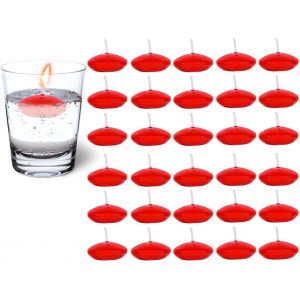 30 Pièces Bougies Flottantes Non Parfumées pour Centres de Table Bougies Chauffe-Plat Floating Candles Bougies Décoratives pour Fête de Mariage Piscine Spa Saint-Valentin Noël - Neuf