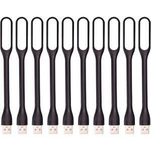 Lot de 10 mini veilleuses LED USB, sans capteur, blanc chaud, compactes, idéales pour la chambre, la salle de bain, la cuisine et la voiture (lot de 10 lampes USB noires) - Neuf