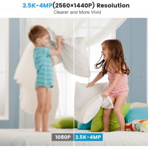 2.5k 4mp Indoor Wifi Surveillance Camera,2.4/5ghz Ptz Bluetooth Camera With Night Vision Colour,Ptz 355&deg;/120&deg;,Human/Motion Detection & Auto Tracking For Baby/Pets (Black) - Neuf