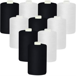 Chenquansarl-Assortiment De 30 Fils &Agrave; Coudre - 914 M - 24 Couleurs - Fil De Matelas En Polyester Solide - Fournitures De Couture Pour Machine &Agrave; Coudre Et Couture &Agrave; La Main (Noir Et Blanc) - Neuf