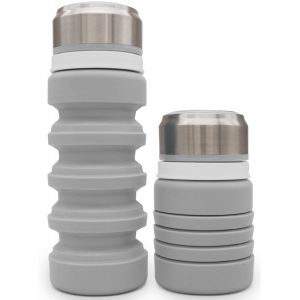 Checarzhn--No1-Gourde Réutilisable | Bouteille D'eau De Sport | Gobelet Pliable | Bouteille D'eau De Sport | Bouteille D'eau | Bouteille D'eau De Voyage | Accessoires De Voyage | Bleu Ou Gris - Neuf