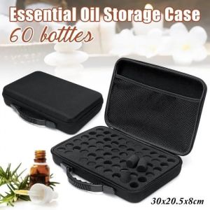 60 Slots 15mL Huile Essentielle Bouteille Stockage Rangement Portable Boîte Sac Case Noir - Neuf
