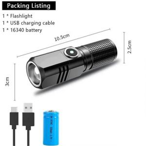 Hutp-3 F350 Led Mini Lampe De Poche Puissante Type-C Rechargeable 18350 Batterie Torche Sst20 2000lm Lampe Avec Aimant Arri&egrave;re Lanterne Tactique-S Withbattery - Neuf