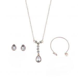 Mode Femme Goutte D'eau Bijoux Ensembles Alliage Zircons Collier / Clous D'oreille / Bracelet (Or Rose) - Neuf