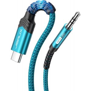 LORANKA-C&acirc;ble USB C vers 3,5mm Jack 1m, Type C vers 3.5mm M&acirc;le Adaptateur Jack St&eacute;r&eacute;o Voiture auxiliaire Compatible avec iPhone 16 Pro Max/15 Pro Max Plus, Galaxy S24 S23 Ultra, iPad Pro-Vert - Neuf