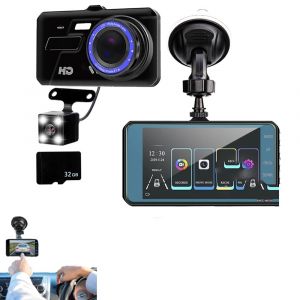 Cam&eacute;ra embarqu&eacute;e 2 canaux avec &eacute;cran tactile, cam&eacute;ra avant et arri&egrave;re 1080p et &eacute;cran 4 pouces - Neuf