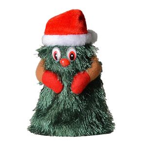 Arbre de No&euml;l chantant et dansant, mignon et int&eacute;ressant, jouet &eacute;lectrique rotatif en peluche pour les vacances - Neuf