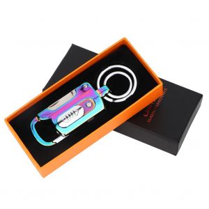 Briquet USB multifonction en metal rechargeable avec porte-cles (couleur glace) - Neuf