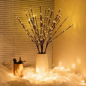 KAL-Branches Décoratives Branches Lumineuses Lde Lot De 3 Branche Lumineuse Décoration Branche Lumineuse Avec 60 Lumières Led Multi Branches Orientable Arbre Lumineux Piles Led Branche Décorative Noe - Neuf