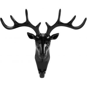 Crochets muraux autocollants en forme de tête de cerf, crochets décoratifs pour porte et clés, organisateur créatif (noir) - Neuf