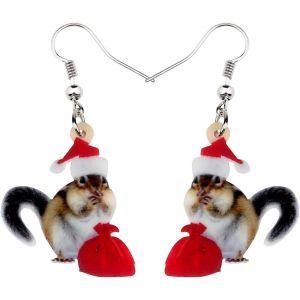 Kal-Boucles D'oreilles Pendantes En Acrylique No&euml;l Mignon &Eacute;cureuil Cadeaux Anime Bijoux Pour Femmes Filles Festival F&ecirc;te D&eacute;coration Charms - Neuf