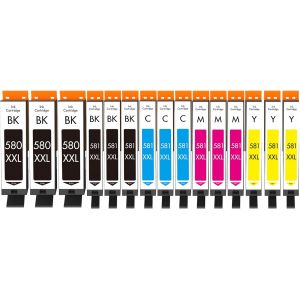15er-Pack PGI-580 CLI-581 XXL Compatible avec Cartouches Canon 580 581 XXL, pour Canon Pixma TS6350 TS705 TS6150 TR8550 TS6151 TS8150 TS8151 TS8152 TS9150 TS9155 TS6250 TS6251 TS9550 - Neuf
