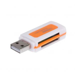 Mini lecteur de cartes à puce 4 en 1,USB 2.0,4 emplacements pour carte mémoire Flash,Micro SD,TF,M2,accessoires pour ordinateur portable-YELLOW- - Neuf
