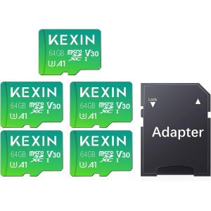 Carte Micro Sd 64 Go Carte Mémoire 5 Pièces 64Go Microsdxc Full Hd & 4K Uhd Uhs-I U3 V30 A1 Lot De 5 Micro Cartes Sd Stockage Externe Pour Smartphone Android, Tablette (Adaptateur Sd Inclu) - Neuf