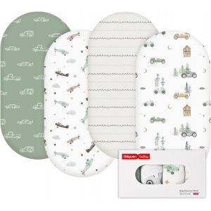 Lot De 4 Draps-Housses Pour Couffin, 100 % Microfibre Oeko-Tex100, Confortables Et Respirants Pour Berceau De Bébé Garçon Et Fille, Faciles D'entretien, Doux - Neuf