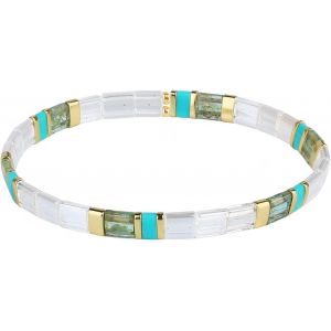 Kalanka-Bracelet Plat String Tila Perles &Eacute;lastiques Motif Multi Couleur Ootd Pour Les Femmes - Neuf