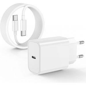 Chargeur Rapide iPhone 15 16 17, USB C Cable 2M et 20W USB C Chargeur pour Apple iPhone 17/17 Pro/17 Pro Max/16/16 Pro/15 Plus/15 Pro Max, iPad Pro/Air/Mini, Galaxy S23/S22, Prise Secteur Adaptateur - Neuf