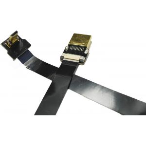 VornixorSarlshop-Micro HDMI m&acirc;le plat coud&eacute; &agrave; 90 degr&eacute;s vers HDMI m&acirc;le standard Full HDMI normal pour GH4BMPCC Sony A5000 A6000 A7S A7R (non compatible avec Sony A6300) Noir (30 cm) - Neuf