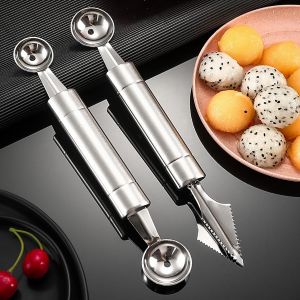 Mevronisshop-2 Pcs Outil &Agrave; D&eacute;couper Les Fruits &Eacute;plucheur De Fruits Cuill&egrave;re De Melon, Couteau &Agrave; Fruits,Cuisine Multifonction En Acier Inoxydable Coupe Salade De Bricolage Avec Coupe, Carving Lot D'us - Neuf