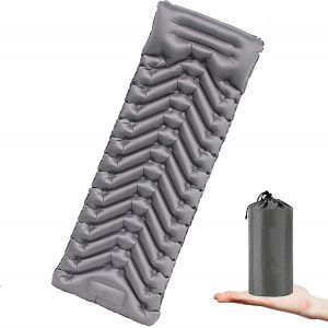 Letnerny-Matelas De Camping Gonflable, Tapis De Couchage Camping Imperméable Et Ultraléger Avce Pompe À Pied Et Oreiller Pour Camping Tente Randonnée Plage - 9cm D'épaisseur, Gris - Neuf